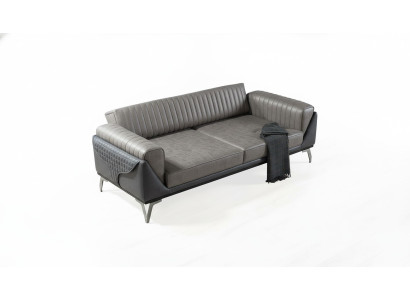 Sofa 3-seater couch wooden furniture sofas couch wood leather imitation 240cm