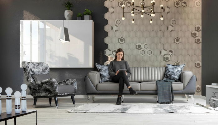 Sofa Set 3+1 Seater Living Room Set Sofa Armchair Sofa New Grey