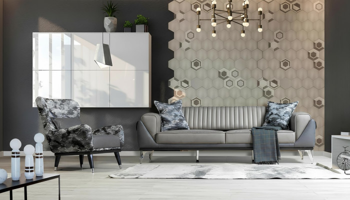 Sofa Set 3+1 Seater Living Room Set Sofa Armchair Sofa New Grey