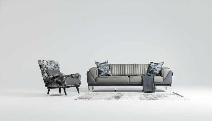 Sofa Set 3+1 Seater Living Room Set Sofa Armchair Sofa New Grey