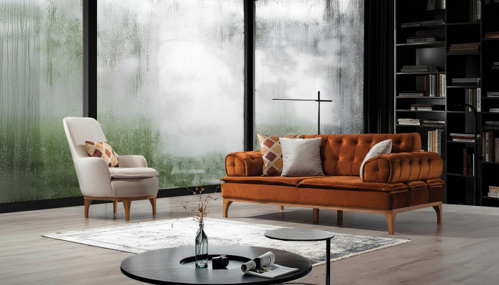 Sofa set suite sofas sofa armchair three-seater 3+1 seater orange