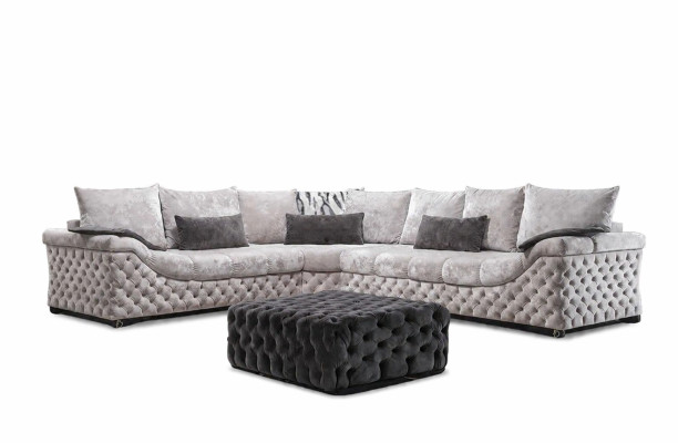 Beige sectional sofa design couch wood with fabric living room L shape sofas new