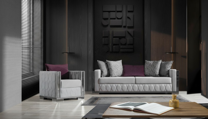 Silver sofa set couch seating cushions sofa set 3+1 seater couches