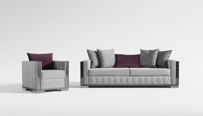 Silver sofa set couch seating cushions sofa set 3+1 seater couches