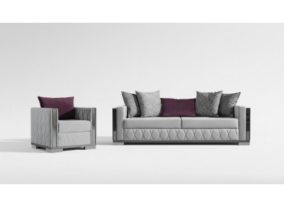 Silver sofa set couch seating cushions sofa set 3+1 seater couches