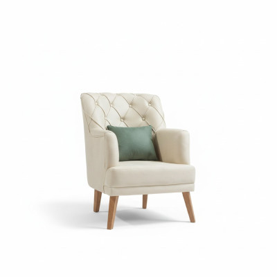 Living room armchair furniture modern fabric lounge textile faux leather beige