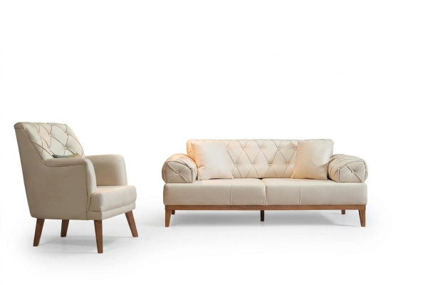 Sofa set suite sofas sofa armchair three-seater 3+1 seater beige