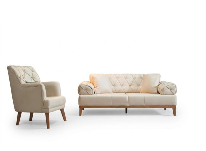 Sofa set suite sofas sofa armchair three-seater 3+1 seater beige