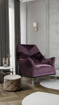 Armchair Single-Seater 1-Seater Upholstered Seat Designer Seat Fabric Modern Purple