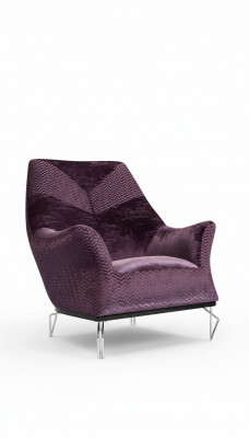 Armchair Single-Seater 1-Seater Upholstered Seat Designer Seat Fabric Modern Purple