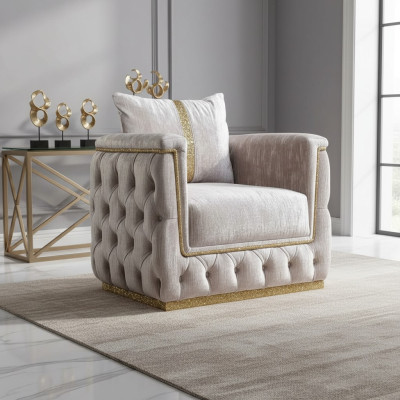 Armchair Seat Modern Design Living Room Upholstery Metal with Textile