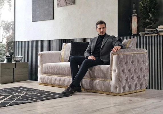 Luxury three-seater sofa 3-seater sofas seating design couch furniture new beige