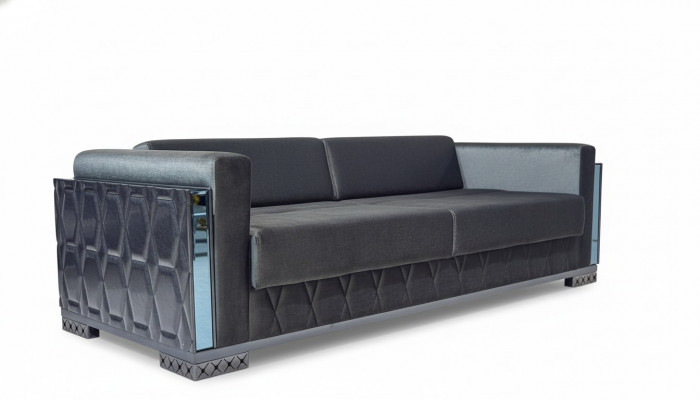 Sofa 3-seater luxury furniture living room three-seater grey metal with textile
