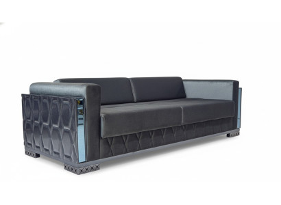 Sofa 3-seater luxury furniture living room three-seater grey metal with textile