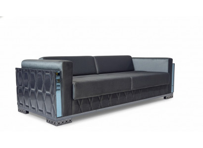 Sofa 3-seater luxury furniture living room three-seater grey metal with textile