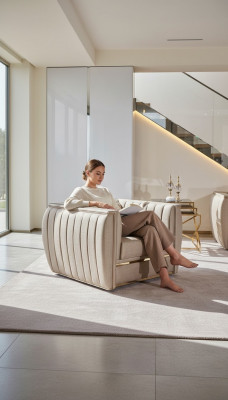 Armchair Design Living Room Upholstery Wood Modern Luxury New Color beige
