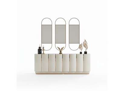Living room sideboard white mirror material wood with metal style modern
