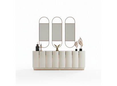 Living room sideboard white mirror material wood with metal style modern