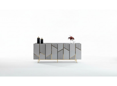 Wohnzimmer Anrichte Konsole Kommode Stil Modern  Holz mit Metall grau