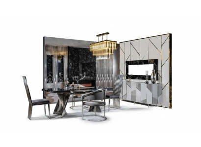 Dining room set dining table 4x chairs and sideboard with mirror furniture new