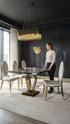 Dining room chair white luxury metal with textile chairs style modern armchair