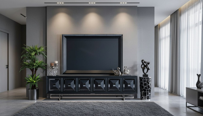 Living room TV cabinet TV stand cabinet lowboard new black