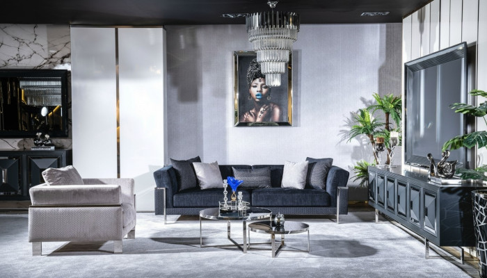 Living room sofa set 3+1 seater coffee table sofa armchair set 4-piece.