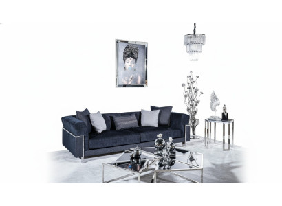 Luxury Sofa 3 Seater Sofas Textile Couch Design Furniture Three-seater Black