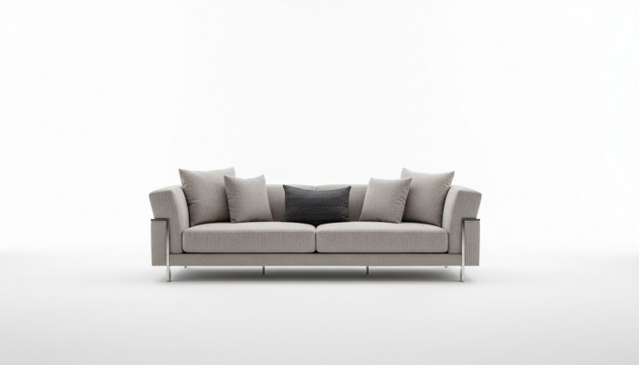 Sofa 3-seater couch upholstered sofas living room fabric gray living area