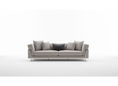 Sofa 3-seater couch upholstered sofas living room fabric gray living area
