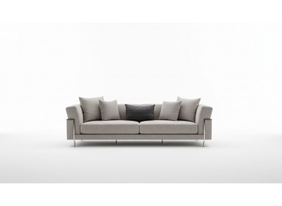 Sofa 3-seater couch upholstered sofas living room fabric gray living area