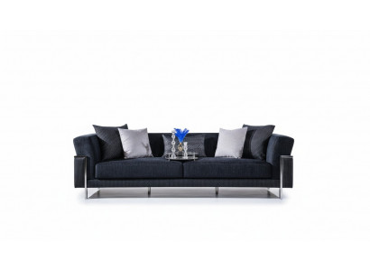 Living room sofa set 3+1 mirror coffee table seat set design