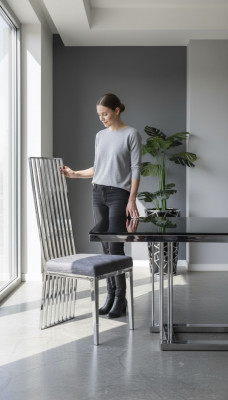 Dining room chair gray luxury chair metal with fabric chairs modern style