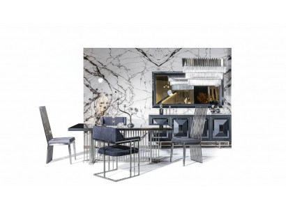 Dining Room Complete Dining Table 4 Chairs Sideboard with Mirror Set 7-piece Dining Table New