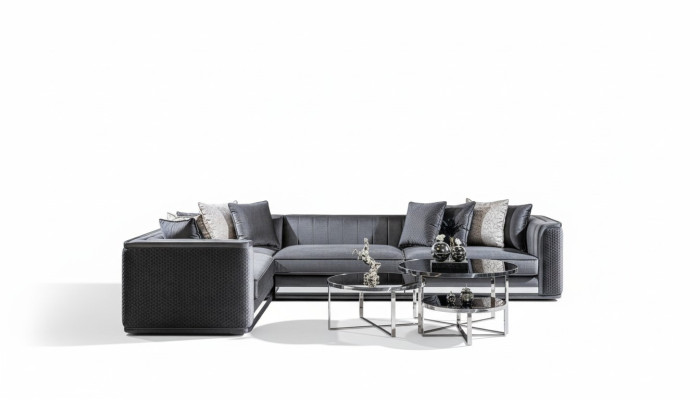 Corner sofa L-shape coffee table side table 3-piece set upholstered living landscape