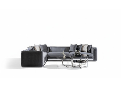 Corner sofa L-shape coffee table side table 3-piece set upholstered living landscape