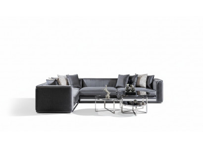 Corner sofa L-shape coffee table side table 3-piece set upholstered living landscape