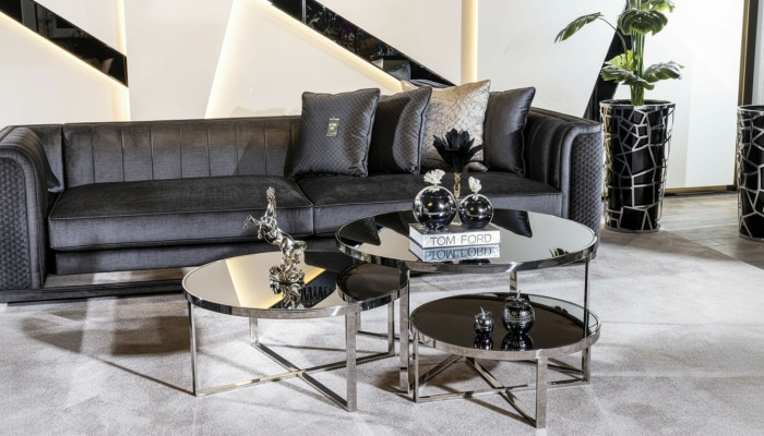 Living room coffee tables luxury design 3-piece set wood gray style modern table