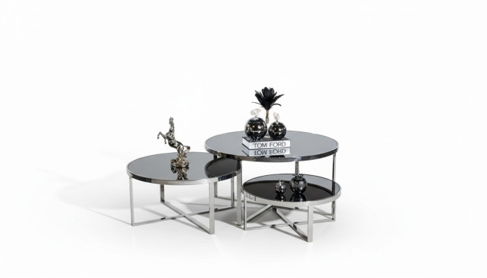 Living room coffee tables luxury design 3-piece set wood gray style modern table