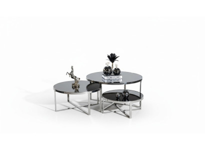 Living room coffee tables luxury design 3-piece set wood gray style modern table