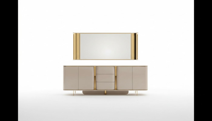 Living room sideboard mirror material wood with metal style modern beige