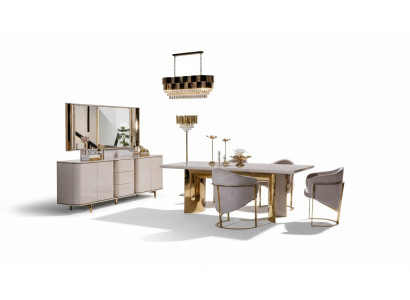 Dining Room Complete Set Table 4 Chairs Sideboard Mirror 7-piece Dining Table
