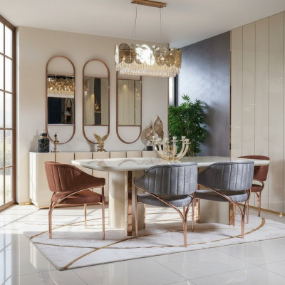 Dining table suite group dining room table chair set 4x chairs 5-piece new