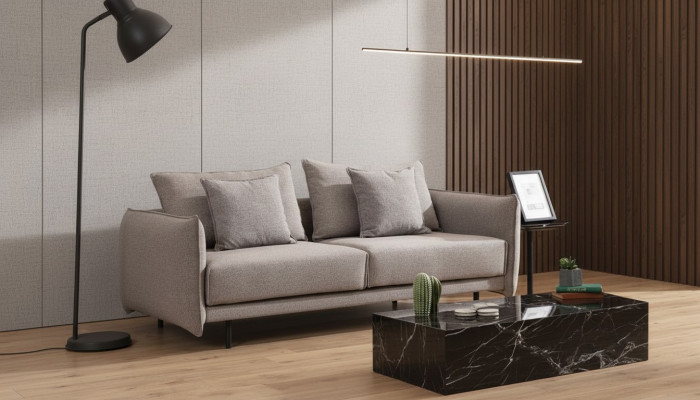 Three-seater couch sofa furniture furnishing couches sofas upholstery gray new