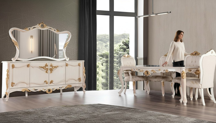 7-piece Suite Set Dining Room Dining Table Chair Sideboard Mirror Dining Chairs Tables
