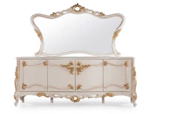 Sideboard with Mirror Set Dining Baroque Wooden Dressers Wooden Cabinet New
