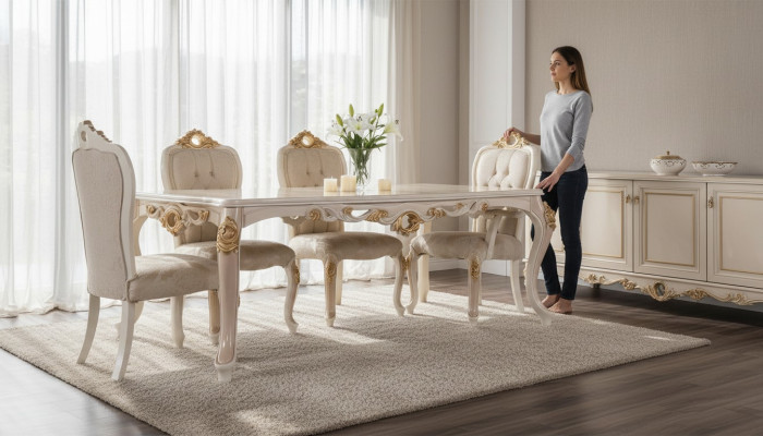 Set of chairs, group of dining chairs, chair, wood, dining room, 4x chair, furniture, style, backrest