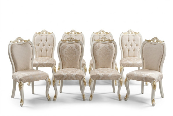 Set of 8 Chairs Dining Room Chair Set Wood Luxury Dining Style Baroque Group