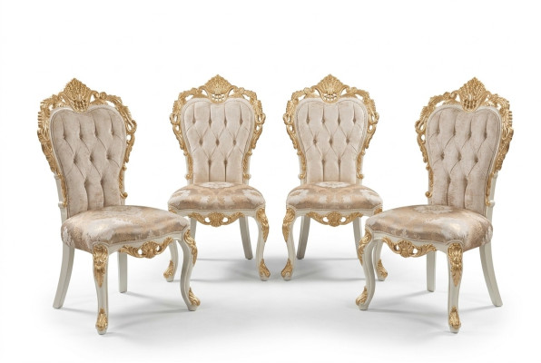 Classic chair set with richly decorated gilded carvings