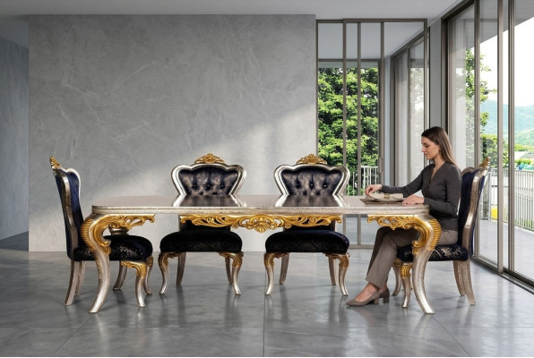 Set of 4x chairs dining chair chair backrest luxury dining dining style baroque 4-piece.